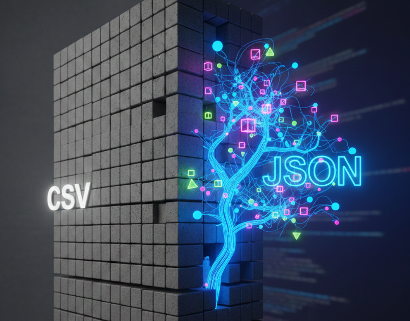 CSV Block Structure vs JSON Tree Structure